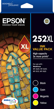 252XL Capacity Four Colour Value Pack (Black, Cyan, Magenta & Yellow)