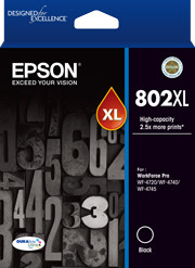 Epson 802XL Black Ink DURABrite - WF-4720, WF-4740; WF-4745