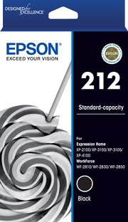 212 Std Black Ink - XP-4100, XP-3105, XP-3100, XP-2100, WF-2850, WF-2830, WF-2810