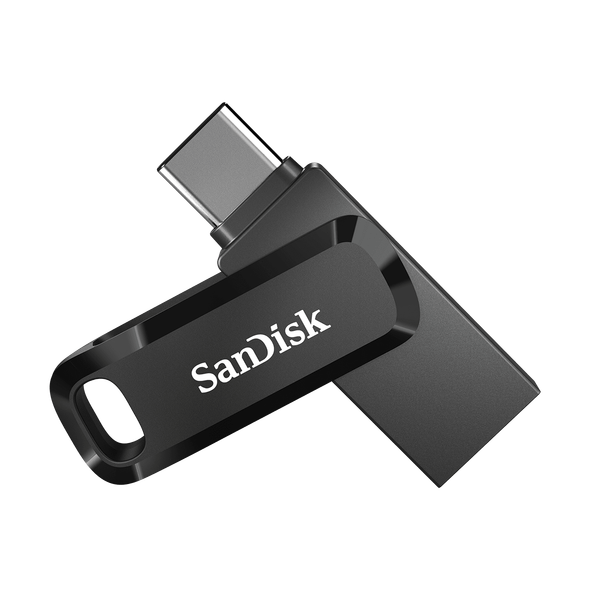 SanDisk Ultra Dual Drive Go USB Type-C Flash Drive, 32GB, Black, USB3.1/Type C reversible connector, Swivel, Type-C enabled Android devices, 5Y