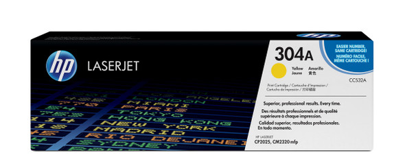 HP CC532A YELLOW TONER 2800 PAGE YIELD FOR CLJ CP2025 CM2320 MFP