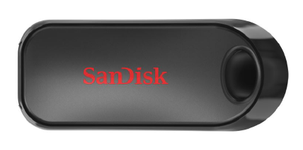 SanDisk Cruzer Snap USB Flash Drive, CZ62 64GB, USB2.0, Black, Retractable Design, 5Y