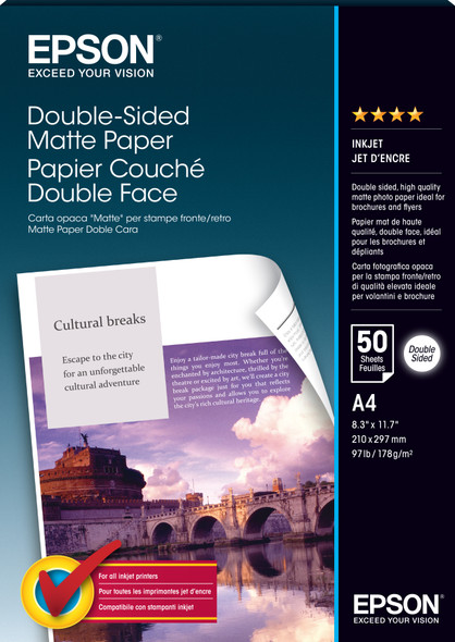 Epson A4 Double Sided MATTE Paper 50 Sheet pack 