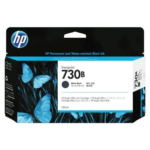 HP 730B DesignJet Ink Cartridge for T1700 Printer Series, 130mL, Matte Black