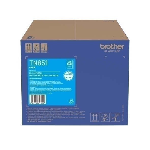 Brother TN851 Cyan Toner Cartridge 6,500 pgs