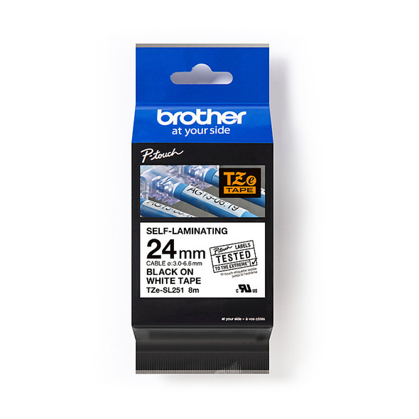 Brother TZeSL251 Label Tape 24MM Blk on white Self Laminating