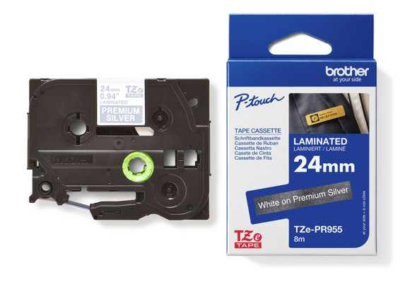 Brother TZePR955 Label Tape 24mm White on Premium Silver