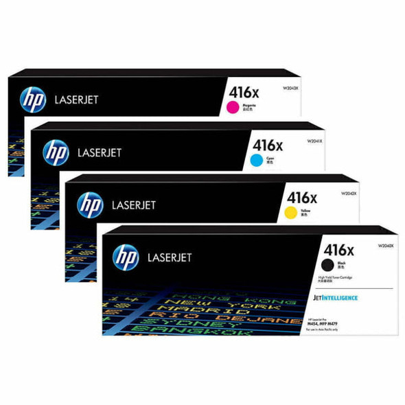 HP 416X Genuine toner bundle set of High Yield Toners (B/C/M/Y)