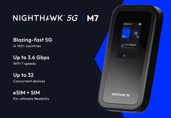 Netgear879 (MH7150) NIGHTHAWK M7 WI-FI 7 5G ESIM Mobile Router Dual Sim (PSIM+ESIM) 2YR