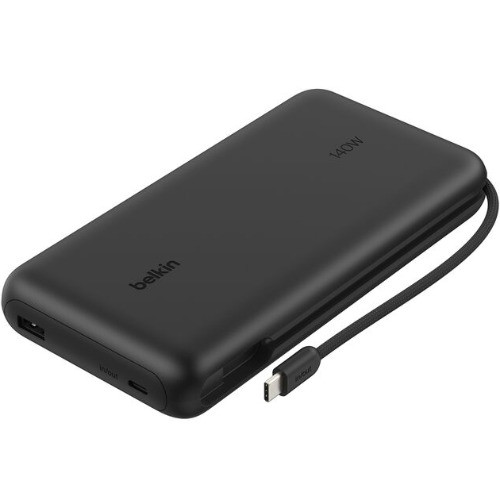 Belkin UltraCharge Pro 25K mAh Laptop Power Bank With 140W Integrated USB-C Cable (35CM) - Black