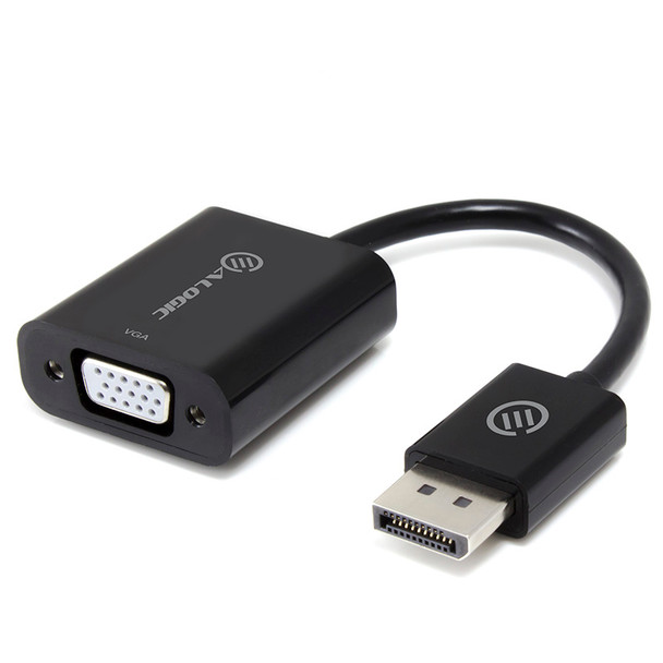 ALOGIC Elements 20cm DisplayPort to VGA Adapter - Male to Female - Black - Commercial Packaging - MOQ:3