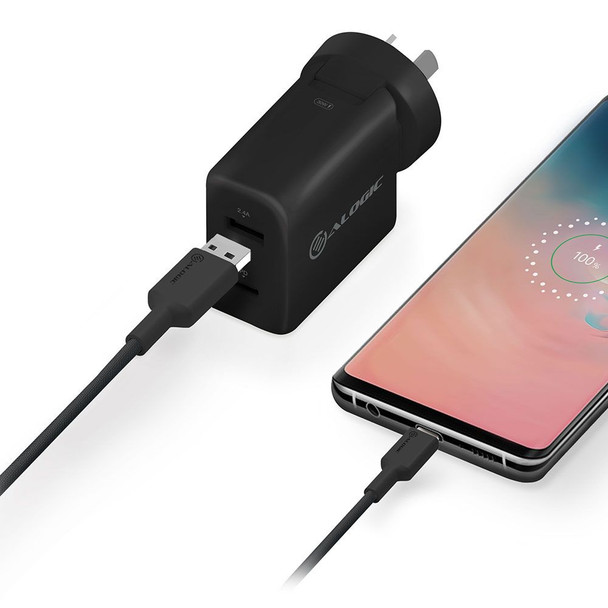 ALOGIC Elements PRO USB-C to USB-A Cable - Male to Male ‚Äì 1m ‚Äì USB 2.0 - 3A - 480Mbps - Black  - MOQ:5