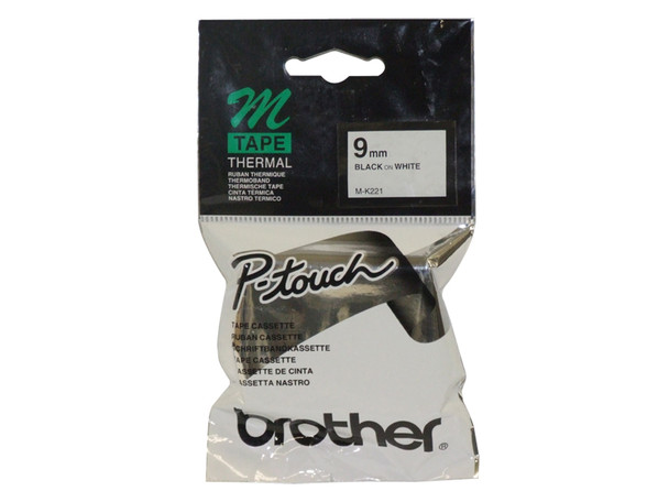 Brother MK221 9MM BLACK ON WHITE M TAPE
