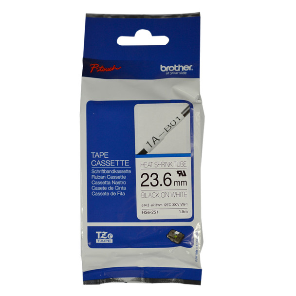 23.6MM BLACK ON WHITE HEAT SHRINK TUBE CATRIDGE (compatible with PT-E550WVP)