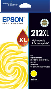 212XL High Yield Yellow Ink - XP-4100, XP-3105, XP-3100, XP-2100, WF-2850, WF-2830, WF-2810