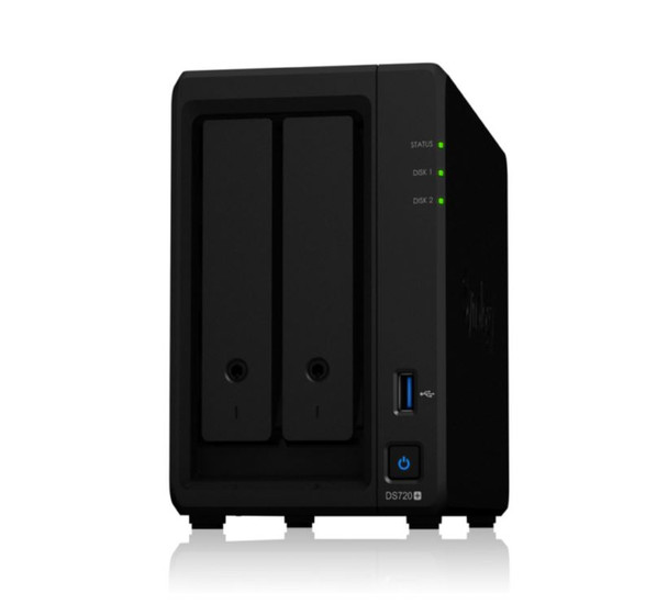 Synology DiskStation DS720+ 2-Bay 3.5' Diskless 2xGbE NAS (Scalable) (SMB),Intel Celeron 1.5GHz quad-core, 2GB RAM, 3xUSB3, eSATA upto 40