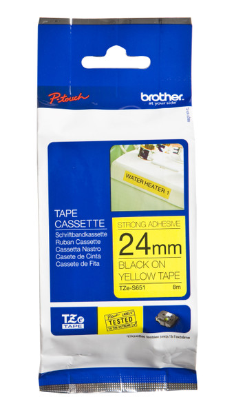 24MM BLACK ON YELLOW STRONG ADHESIVE TZE TAPE, AP (1 X 20)