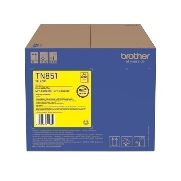 Brother TN851 Yellow Toner Cartridge 6,500pgs