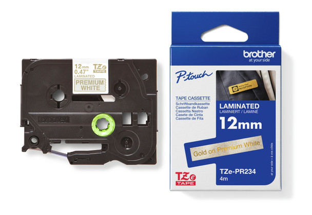 Brother TZePR234 Label Tape 12MM Gold on White Glitter Tape
