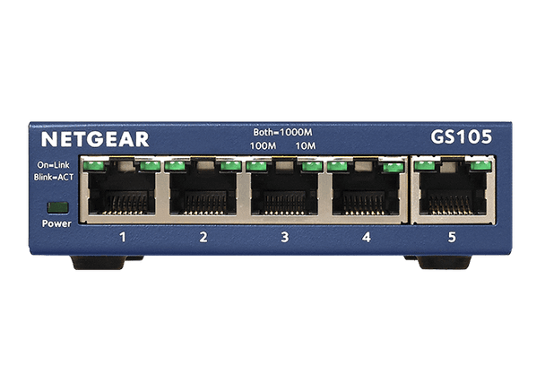 NETGEAR (GS105AU) 5-PORT UNMANAGED SWITCH, GbE(5), LIFE WTY