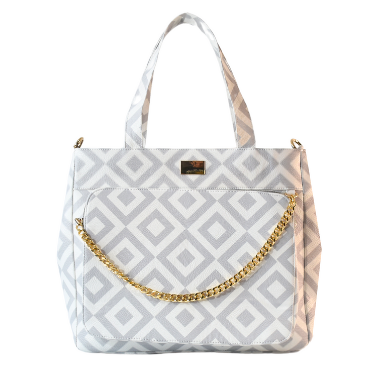 bolso para mujer dibella color gris ónix diseño con rombos modelo aria