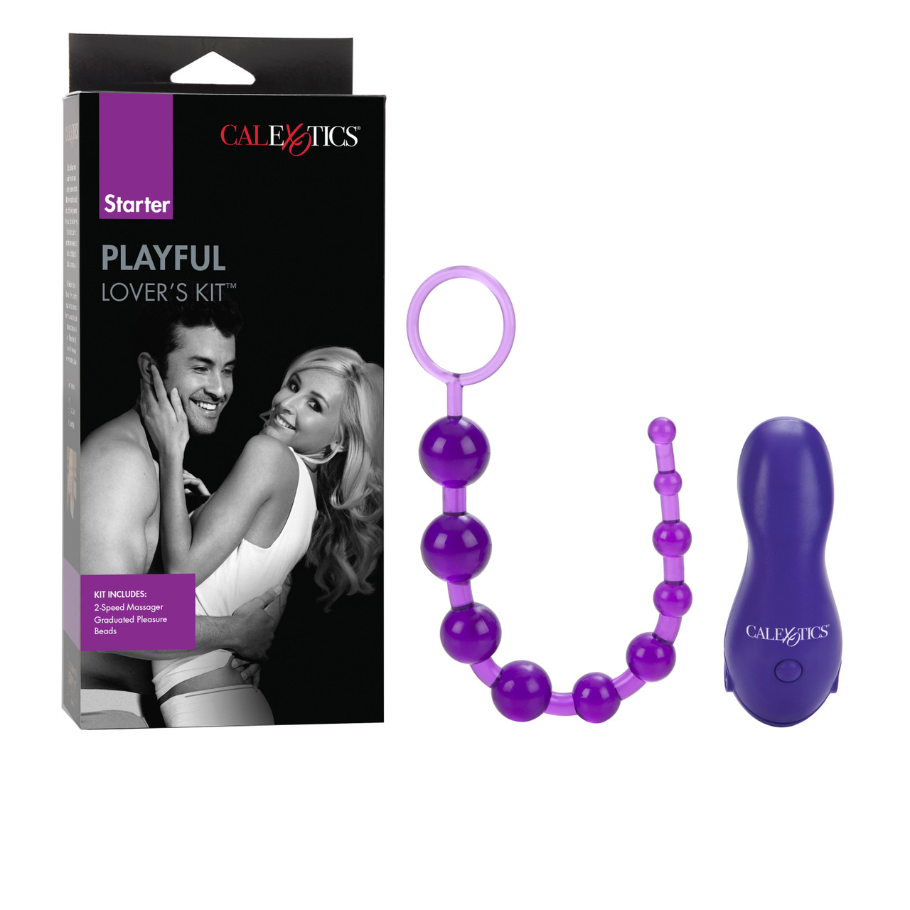 CalExotics Starter Lovers Kit – Juguetes sexuales para adultos para parejas  – Vibrador impermeable con manga anal y juego de anillos de mejora –