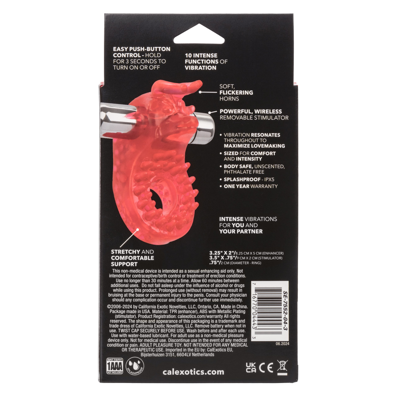 vibrating bull ring STAY HARD 10 FUNCTION BULL RING VIBRATING CLEAR - Romantic Depot main image 1