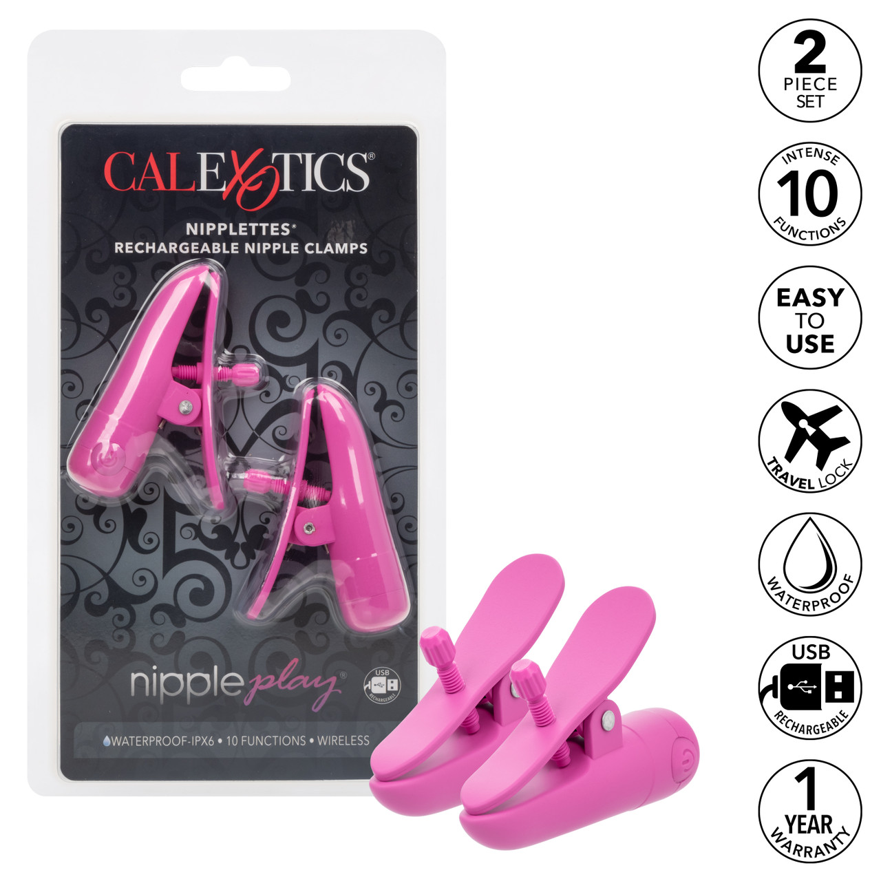SE-2589-04-2 Nipple Play® Nipplettes® Rechargeable Nipple Clamps