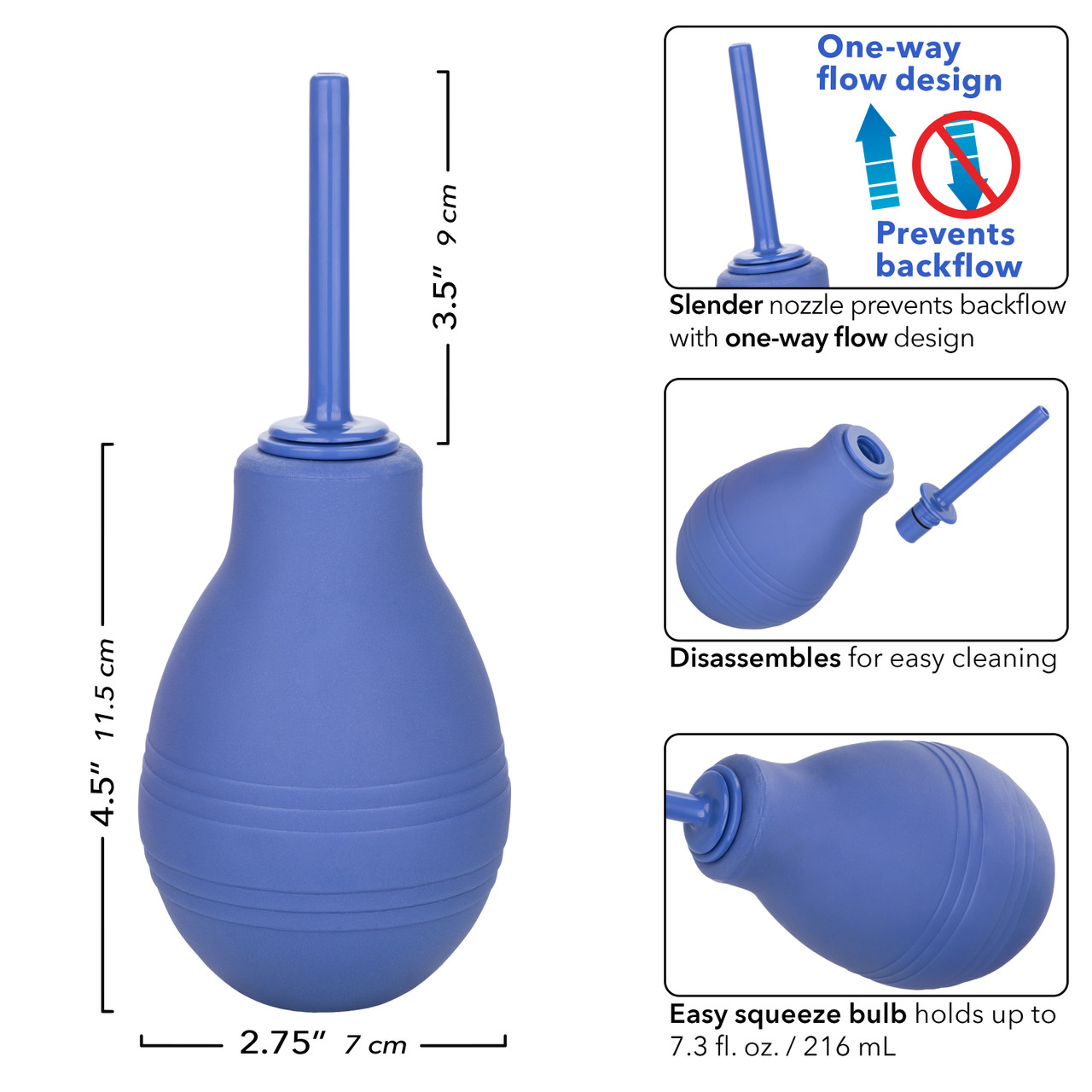 SE-0444-12-3 Cheeky™ One-Way Flow Douche - Blue