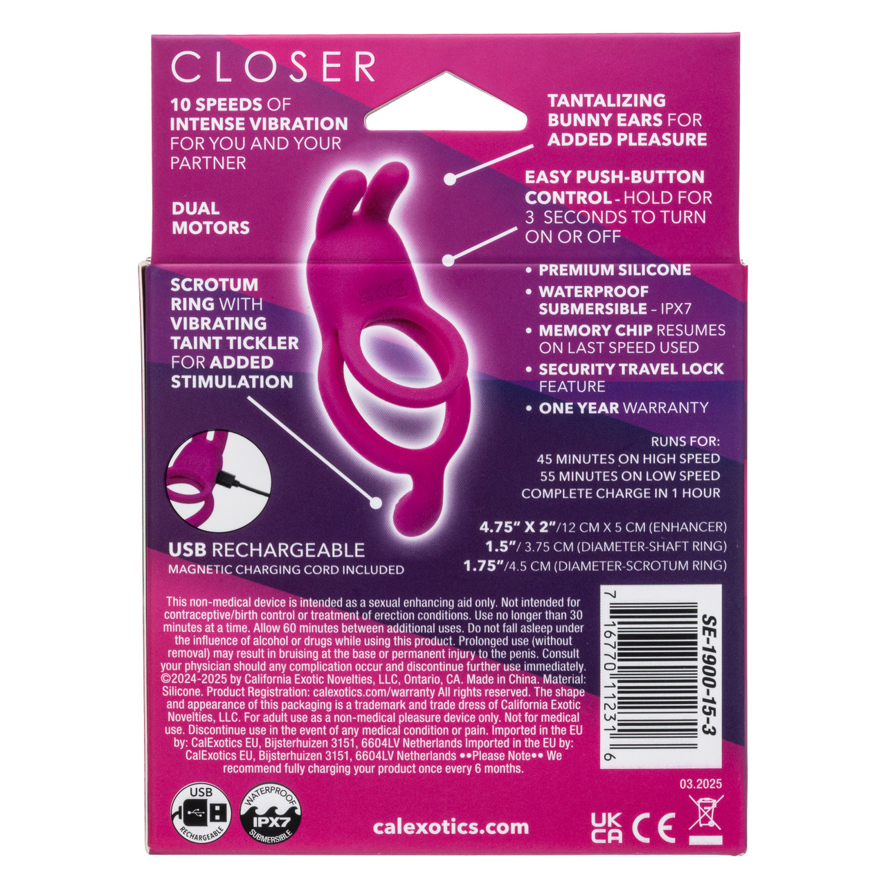 SE-1900-15-3 Closer Intimate Rechargeable Ring Touch SE-1900-15-3 Closer Intimate Rechargeable Ring Touch