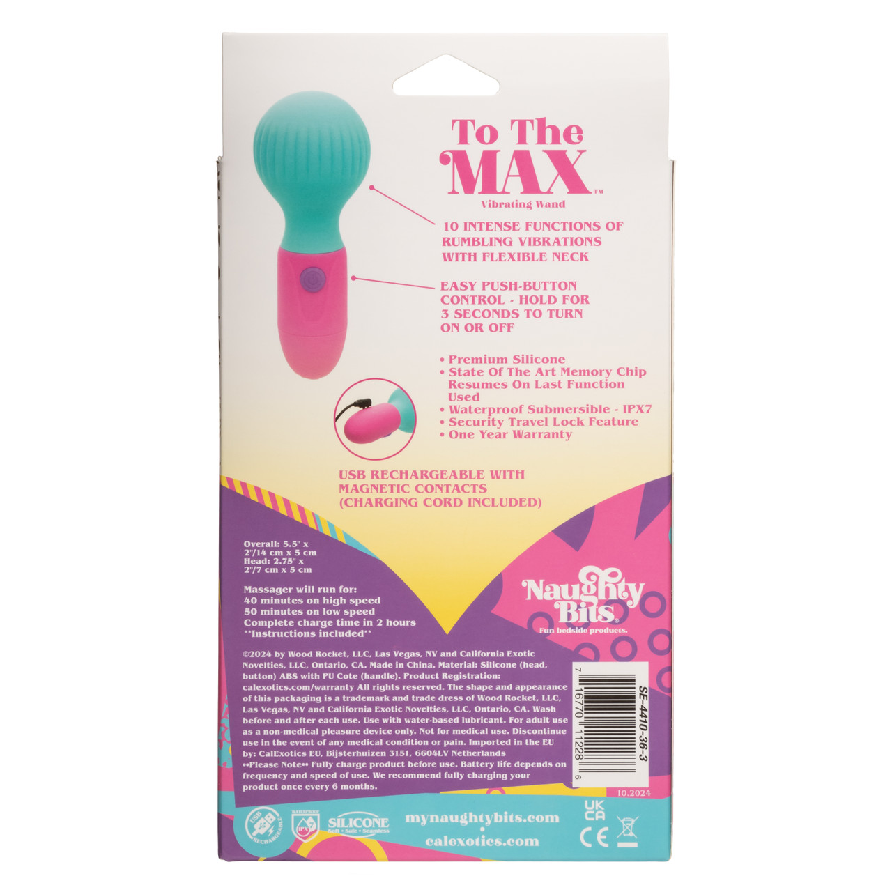SE-4410-36-3 Naughty Bits To The Max Vibrating Wand SE-4410-36-3 Naughty Bits To The Max Vibrating Wand