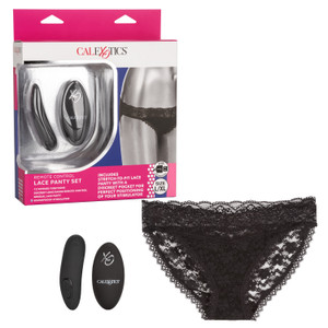 Remote Control Lace Panty Set - L/XL Black