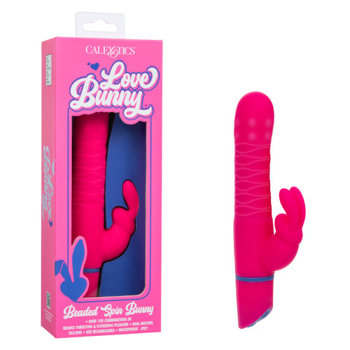 CalExotics Love Bunny Beaded Spin Bunny pink dual-motor vibrator with retail packaging