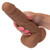 Hand held CalExotics Squirting Fuck Stick Brown Dildo and demonstrate scale of size