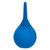 Front view of blue One-Way Silicone Anal Douche showing tapered nozzle and rounded squeeze bulb