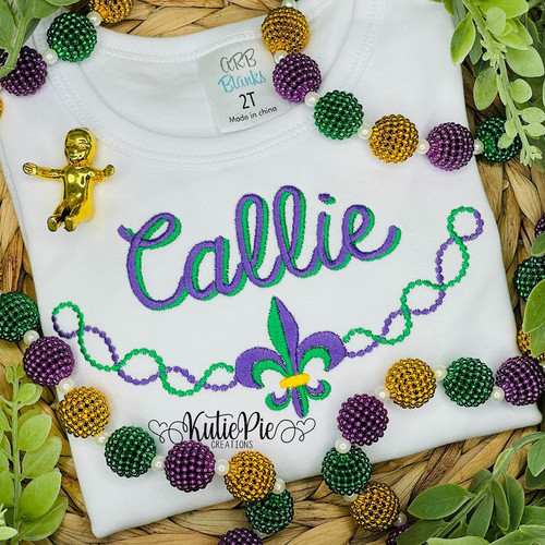 Mardi Gras  Name Frame Embroidery