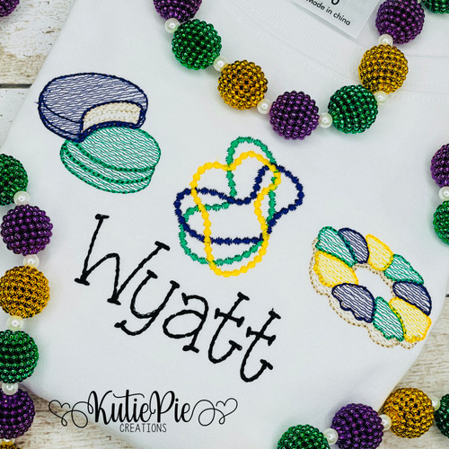 Mardi Gras Trio Tee Embroidery