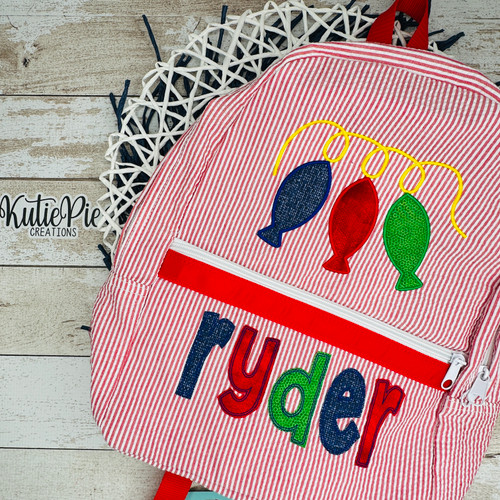 Personalized Seersucker Backpack with Mallard Duck Applique, Seersucke