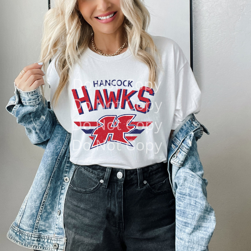 Hancock Hawks Vintage White Tee Hancock Hawks Vintage White Tee