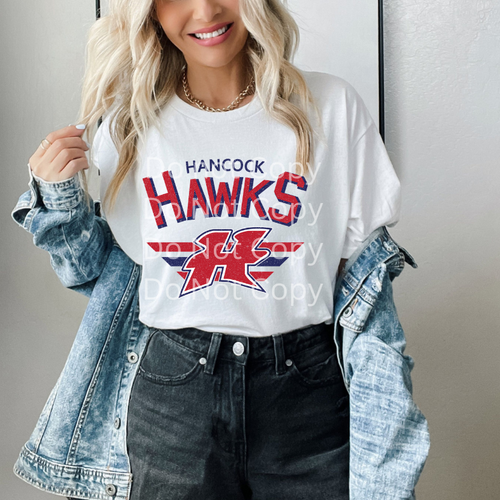 Hancock Hawks Vintage White Tee