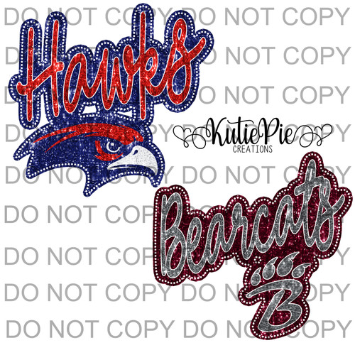Bearcats or Hawks Sparkle Spirit Tee Bearcats or Hawks Sparkle Spirit Tee