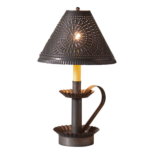Plantation Candlestick Lamp with Chisel Shade in Kettle Black