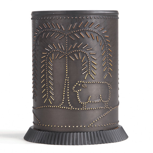 Candle Warmer with Willow and Sheep in Kettle Black