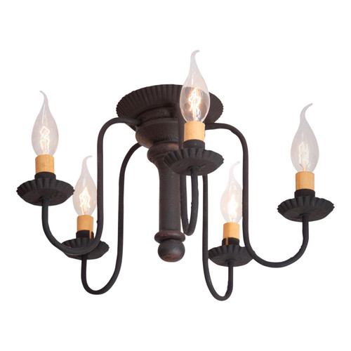 5-Light Berkshire Semi-Flush Mount Wood Ceiling Light