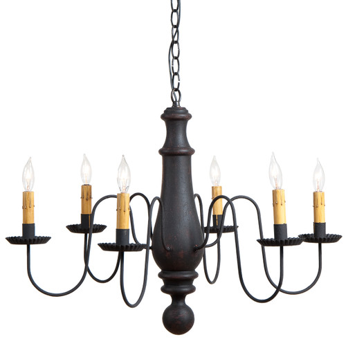 6-Arm Large Norfolk Wood Chandelier in Hartford Colors
