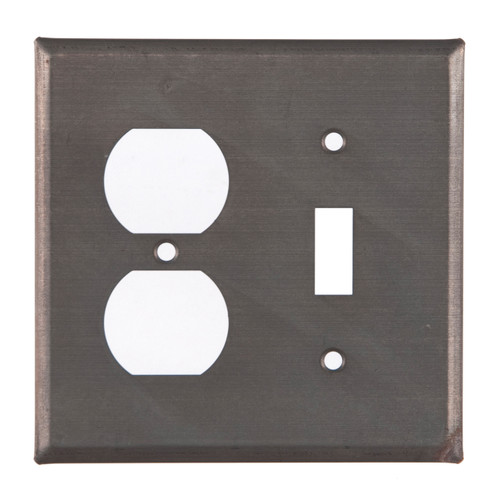 Outlet and Switch Cover Unpierced in Blackened Tin