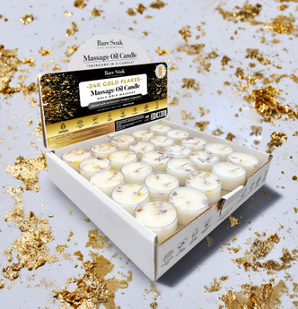 Bare Soak Massage Oil Candle Tealight - 24K Gold Flakes 