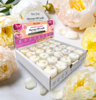 Bare Soak Massage Oil Candle Tealight - Peony Blush 