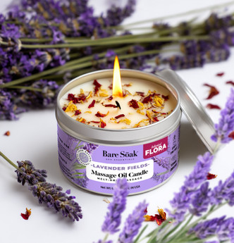 Bare Soak Massage Oil Candle 6oz - Lavender Fields 