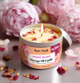 Bare Soak Massage Oil Candle 6oz - Peony Blush 
